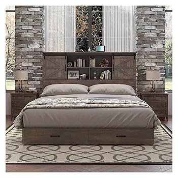 Amazon.com: DUORUIMI King Size Wood Platform Bed Frame with